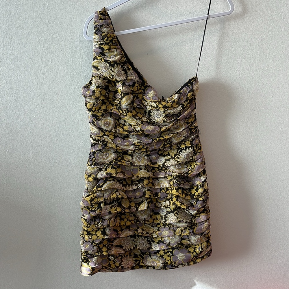 NWT - Zara One Shoulder Floral Dress - Size Medium sku#162 - Picture 3 of 7